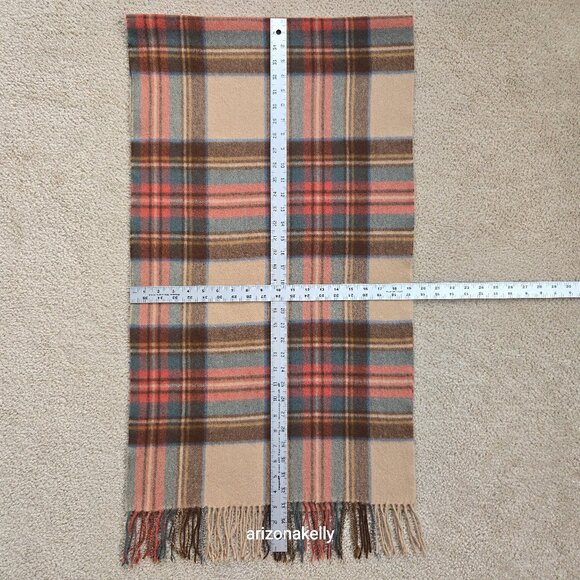 NWOT Antique Stewart Tartan Wool Scarf Oversized with Fringe - Picture 1 of 12